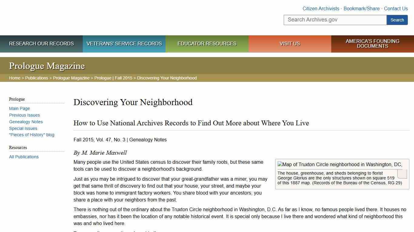 Discovering Your Neighborhood | National Archives